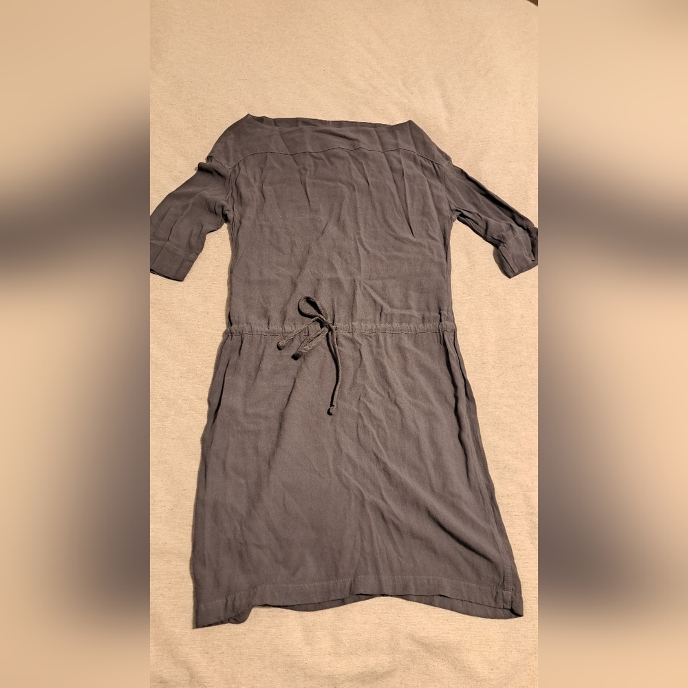 Gray Casual Dress with Drawstring Waist